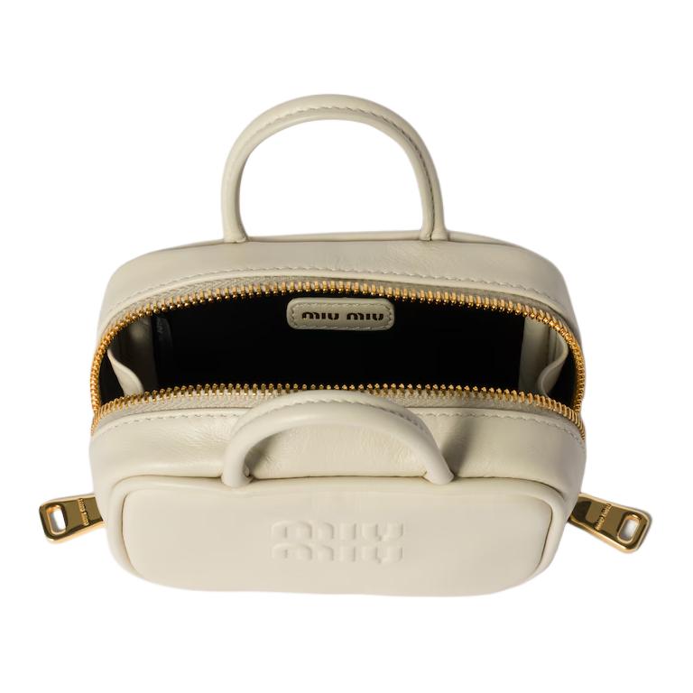 Кожаный брелок для сумки аксессуар для женщин Chalk White MIU MIU, Chalk белый — фото 3