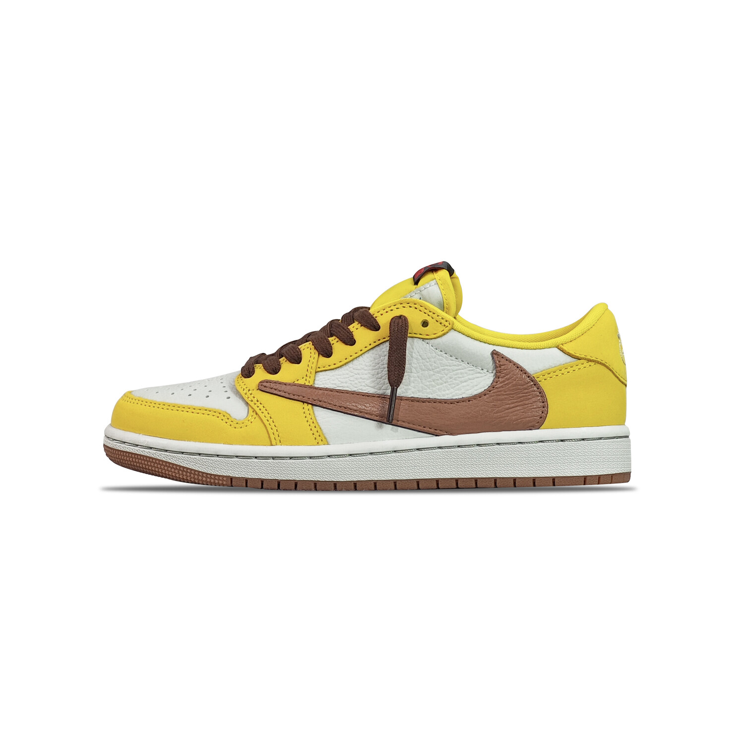 

Кроссовки Travis Scott Air Jordan 1 Vintage Basketball Shoes Women's Low-top Khaki/Vivid Sulphur/Anthracite/Black, желтый