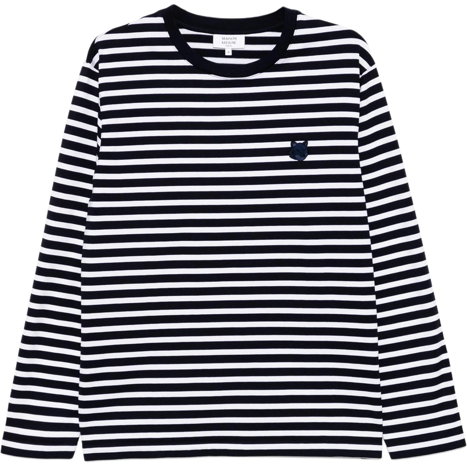 

Футболка Maison Kitsuné в полоску с нашивкой в виде головы лисы Maison Kitsune, marine синий