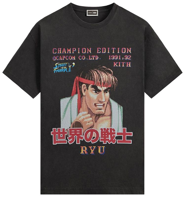 

Винтажная футболка Kith x Capcom Ryu Champion Edition, цвет, черный