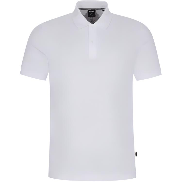 

Босс Паллас вышитая поло с прямым подолом HUGO BOSS, белый