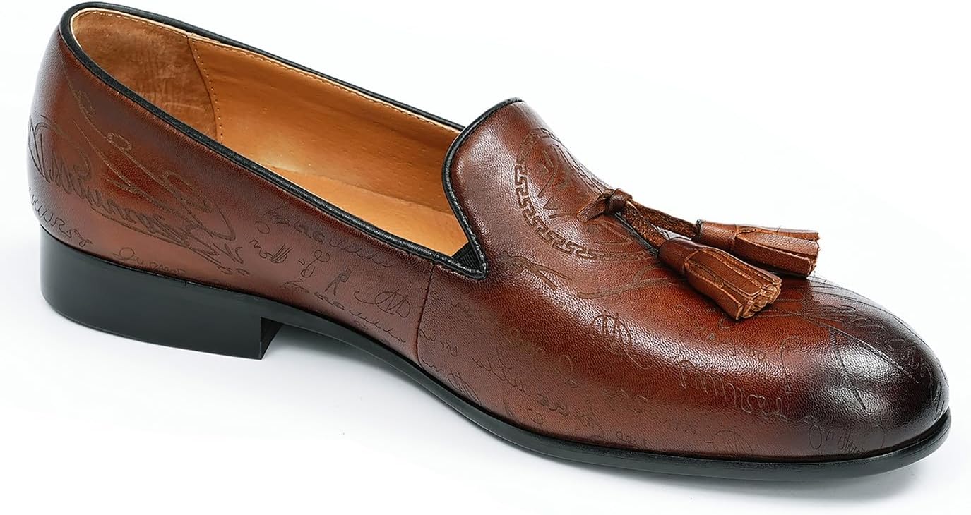 Мужские лоферы Santimon Loafers, повседневные слипоны с кисточками, модные свадебные мокасины под смокинг, из натуральной кожи, формальные деловые лоферы Penny, удобные тапочки для мужчин, коричневый — фото 3