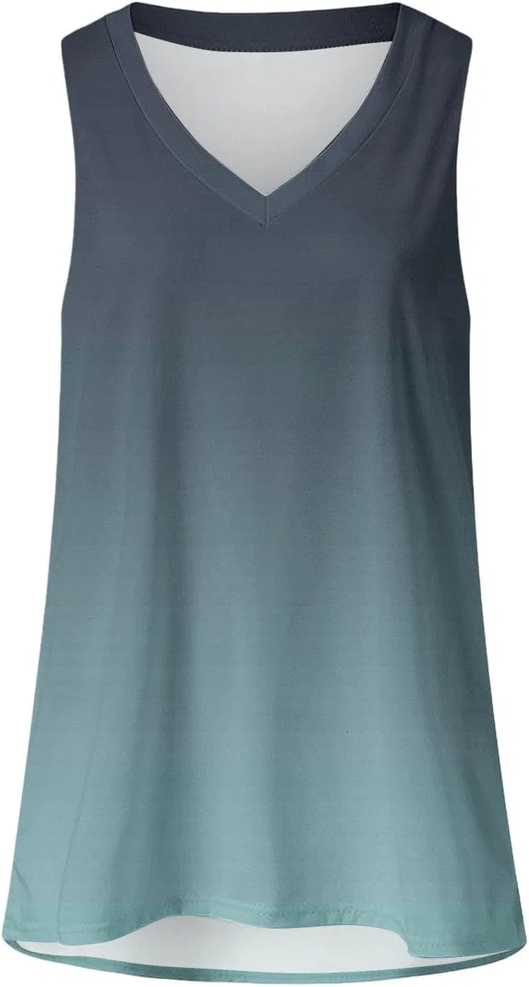 Топ-майка женская плюс сайз V-образный вырез, Light Blue, S-5XL — фото 3