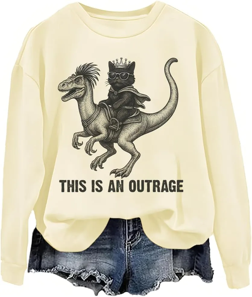 

Толстовка This Is An Outrage с принтом: кот на динозавре NACJOM