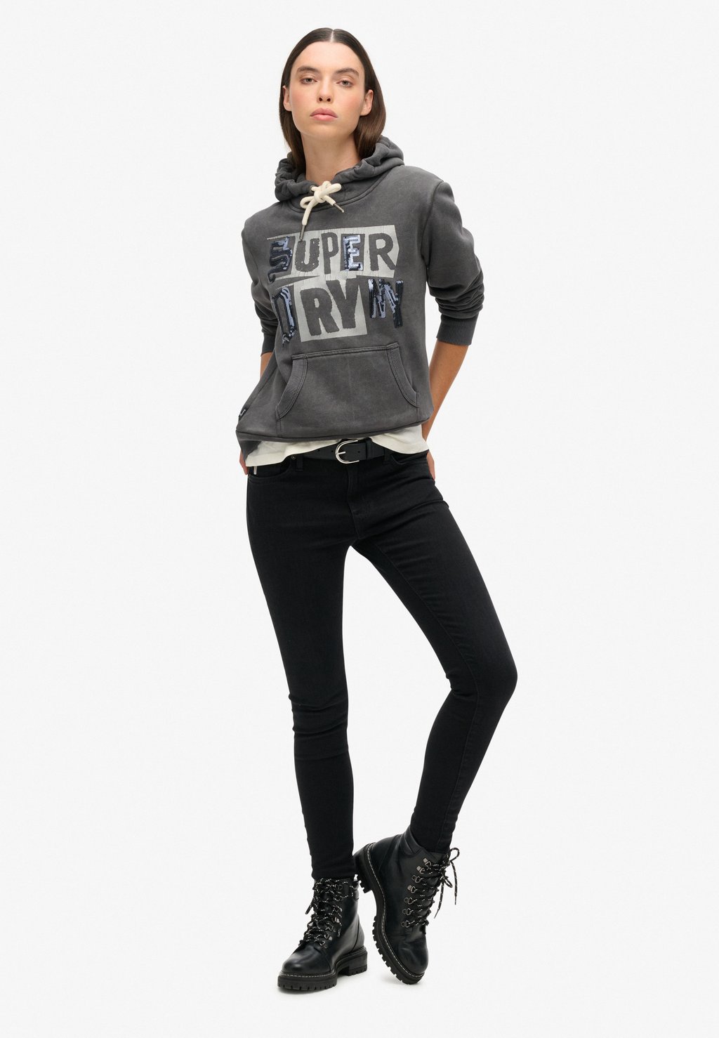 

Толстовка с капюшоном EMBELLISHED PUNK GRAPHIC Superdry, черный