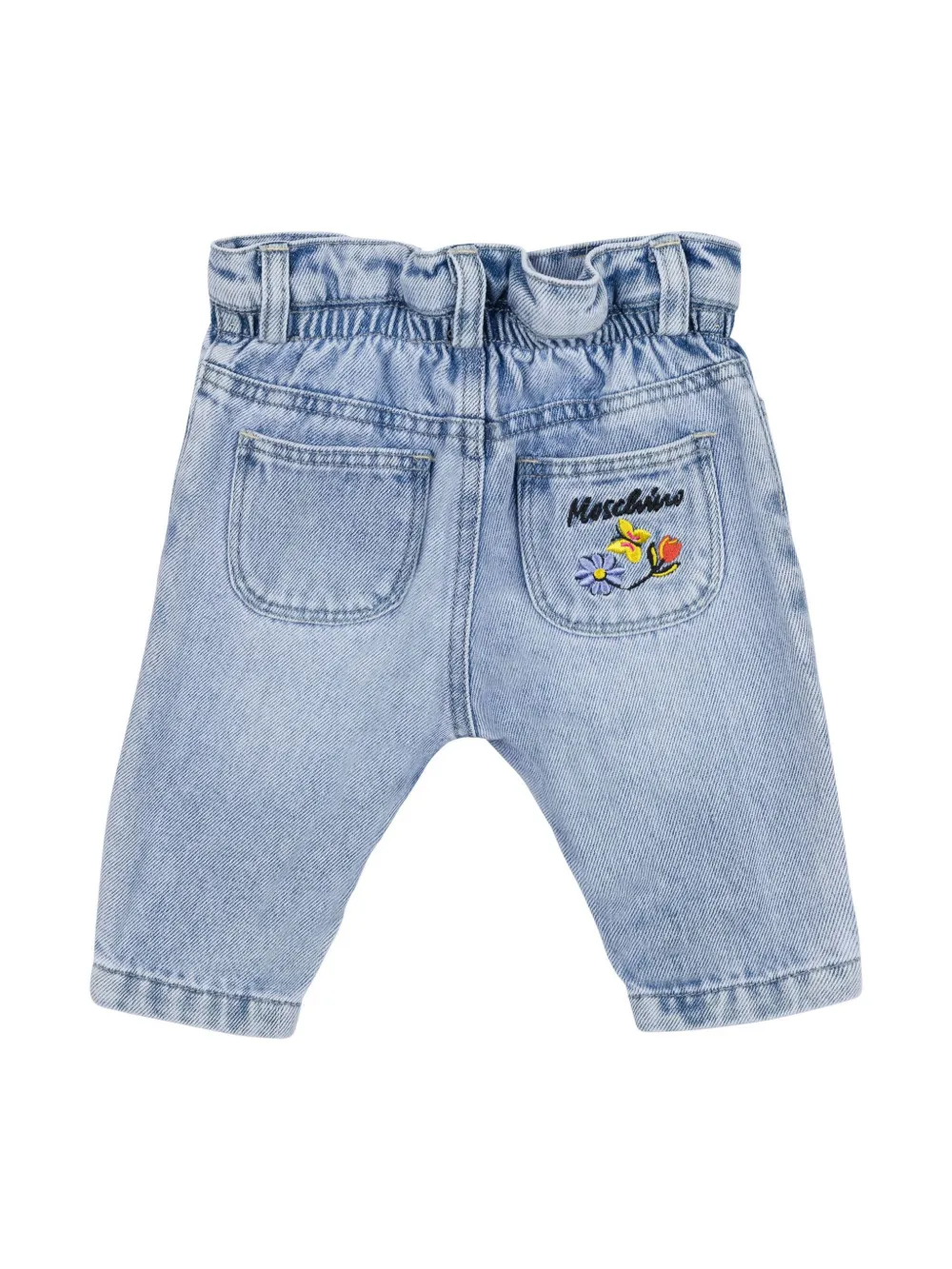 Джинсы с цветочной вышивкой Moschino Kids, синий — фото 2