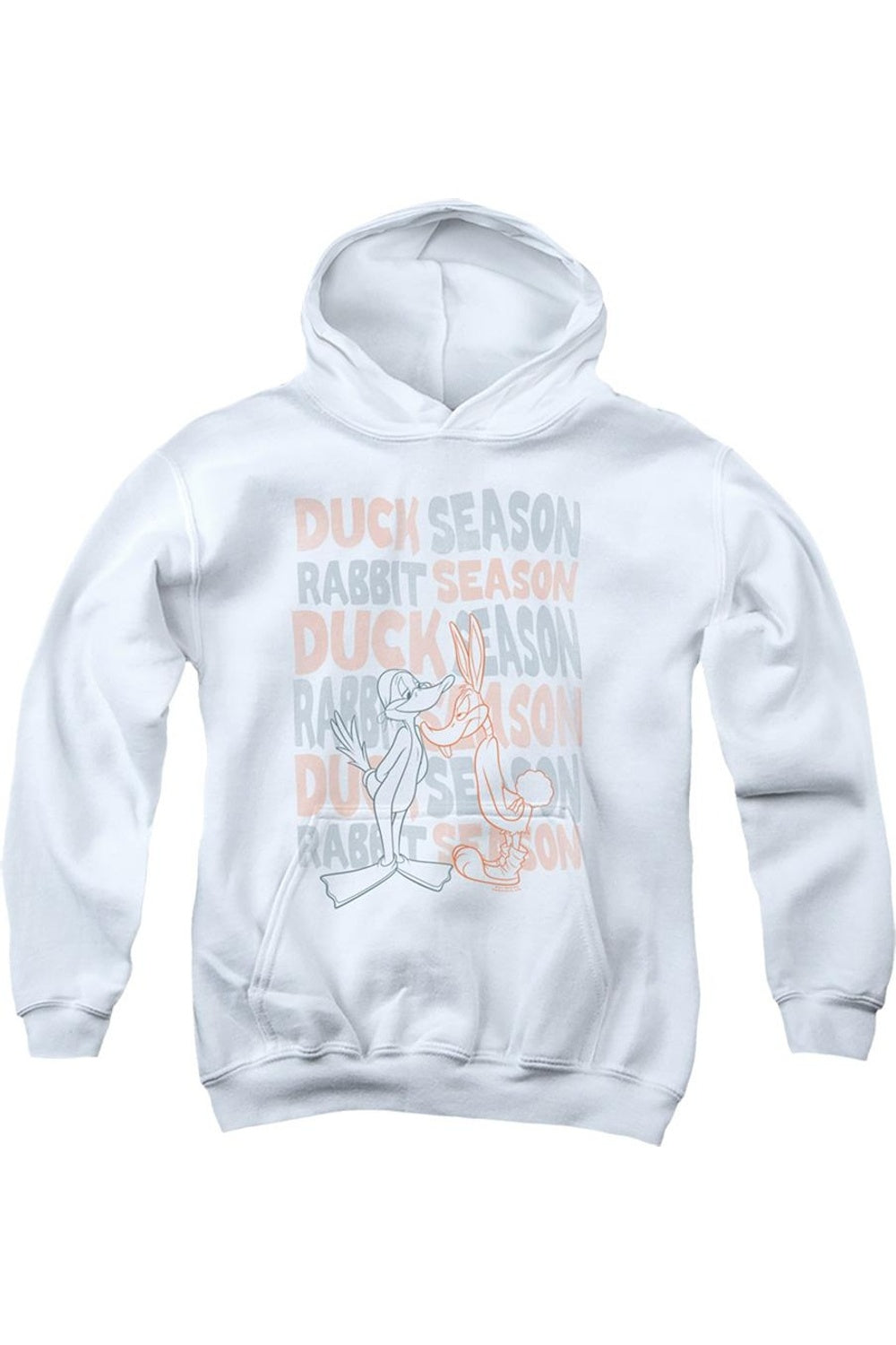 

Молодежная толстовка с капюшоном Looney Tunes "Сезон уток, сезон кроликов" Gildan, белый