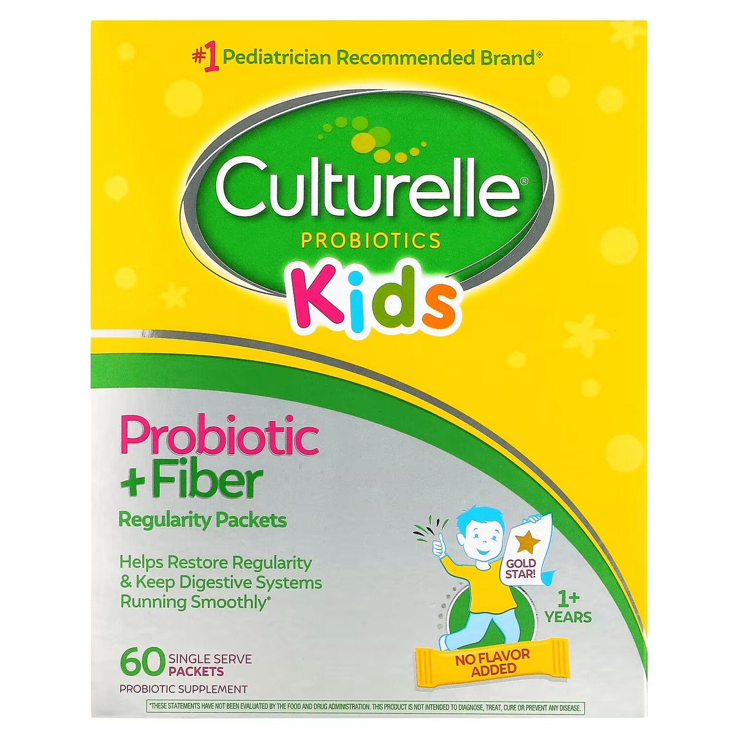 

Culturelle Kids Пробиотик + клетчатка для детей от 1 года, без вкусовых добавок, 60 порционных пакетов