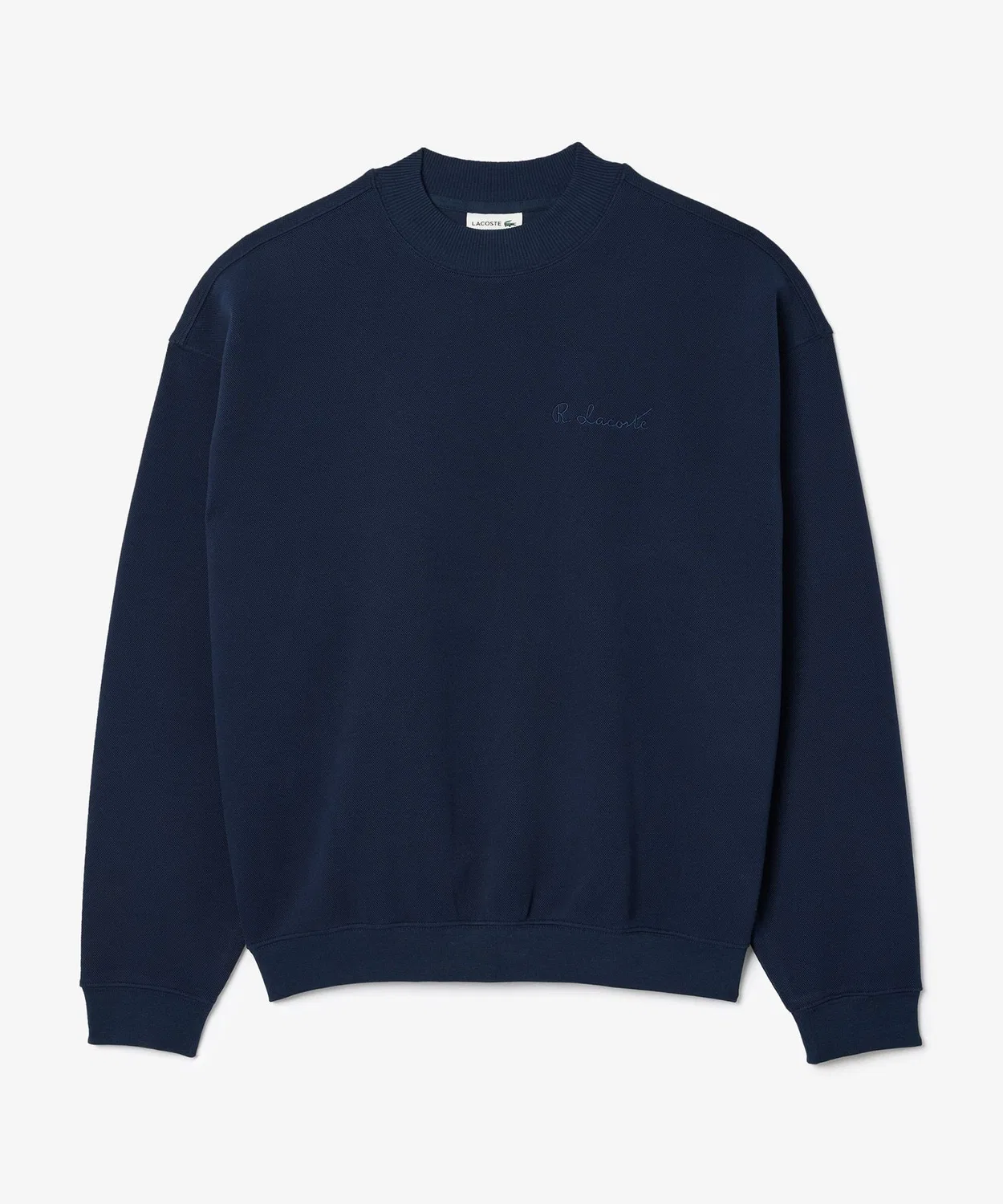 Свитшот оверсайз из органического хлопка Lacoste двойной пике синий — фото 4