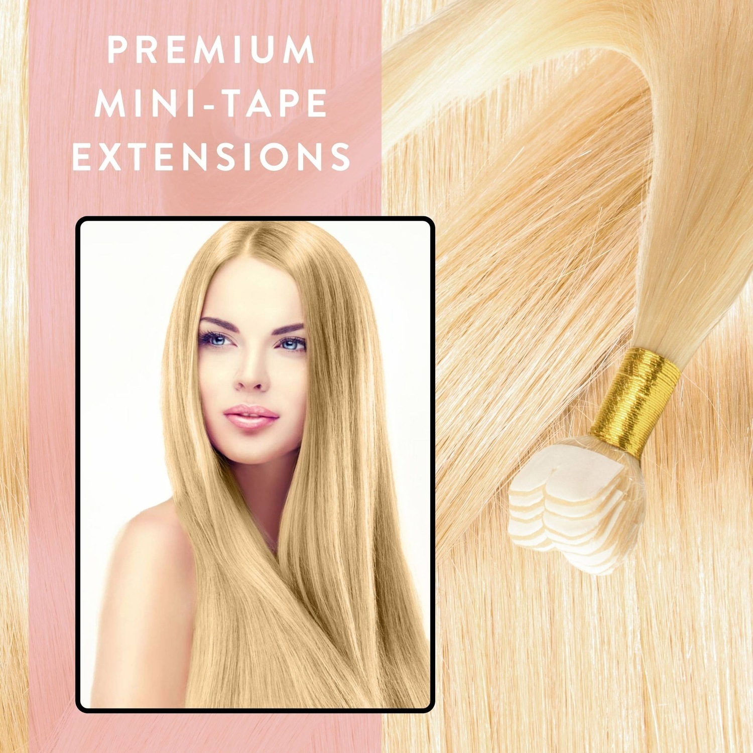 Накладные волосы mini tape extensions premium echthaar #9/0 lichtblond Hair2Heart, 60cm, количество 12 шт. — фото 2