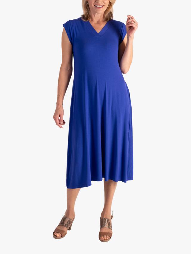 

Джерси платье миди с V-образным вырезом chesca, Electric Blue