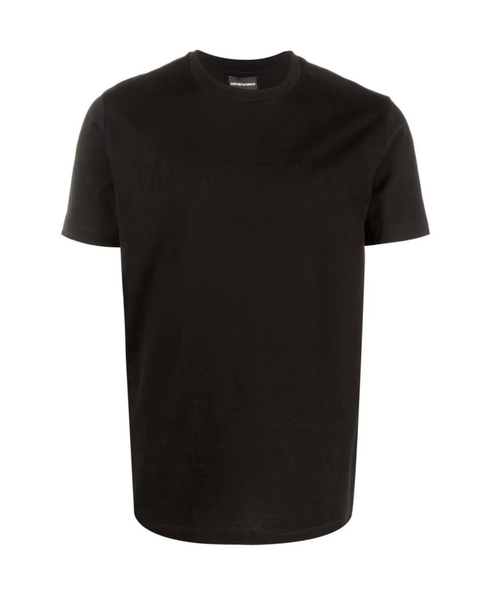 

Футболка с круглым вырезом и принтом логотипа Emporio Armani, черный