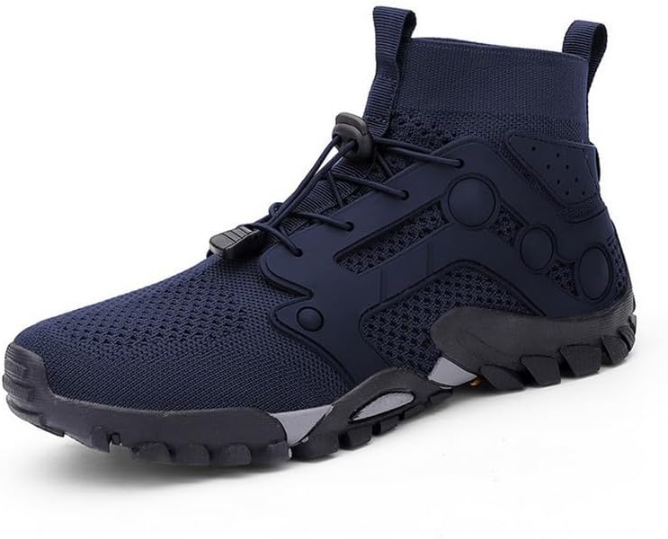 

Мужские водонепроницаемые кроссовки с высоким верхом, дышащие походные обувь, быстро сохнущие спортивные аква-куна обувь, противоскользящие для ходьбы и рыбалки Dhovor, синий
