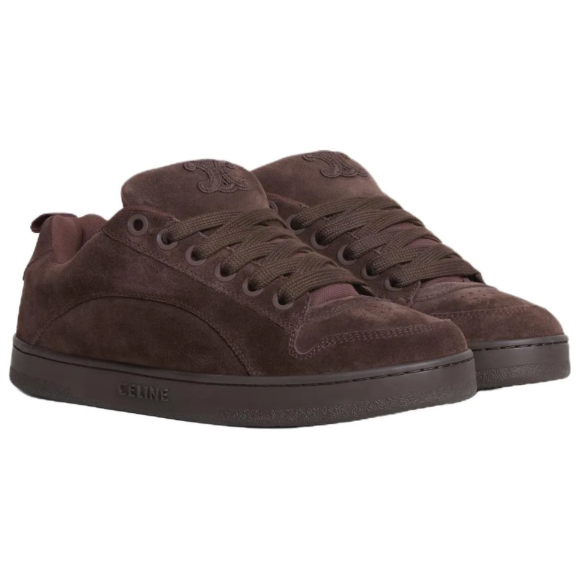 CELINE Кроссовки skateboard мужские low top из спилка huntington темно-коричневые — фото 4
