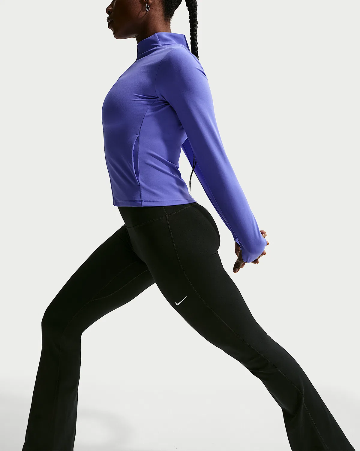 Женские леггинсы Nike One с высокой талией и расклешенными штанинами, Black/White — фото 4