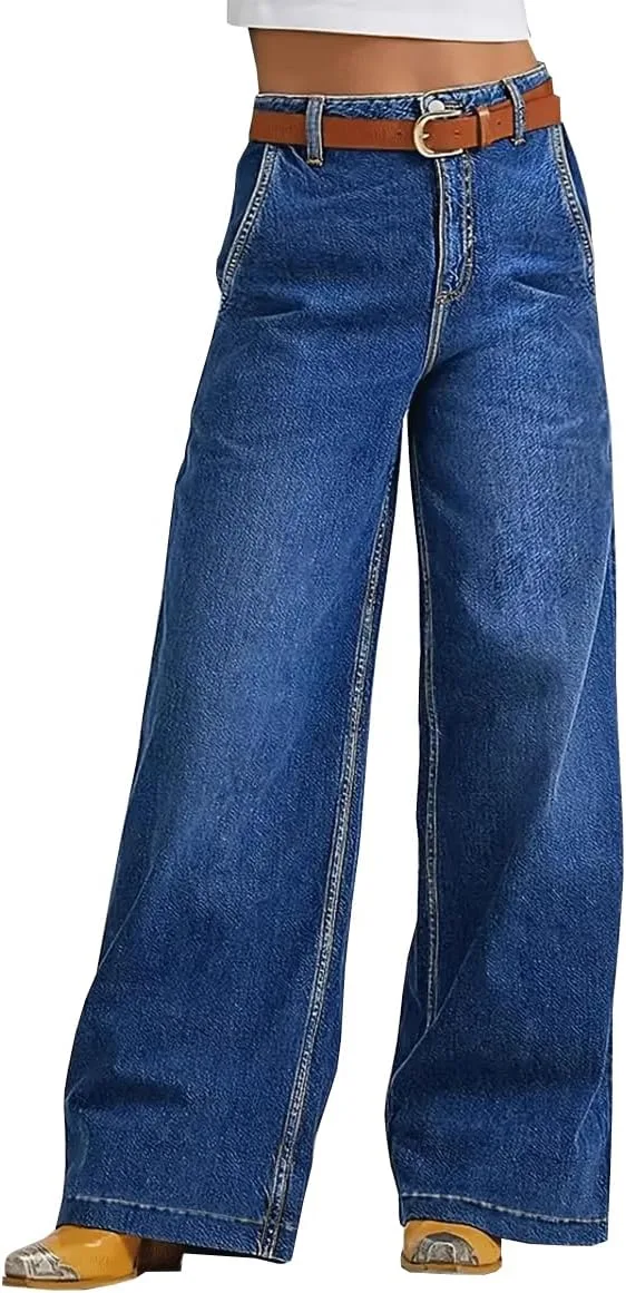 

Женские джинсы с высокой талией и широкими штанинами TACSTRUN