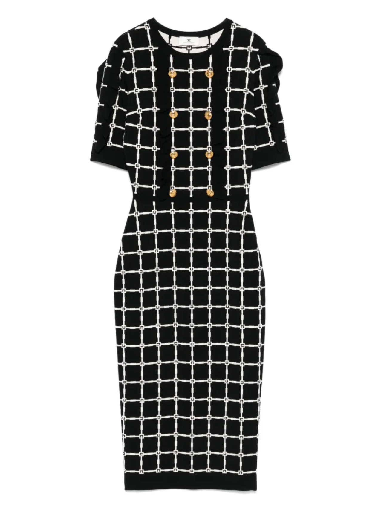 

Платье миди с узором-монограммой Elisabetta Franchi, черный