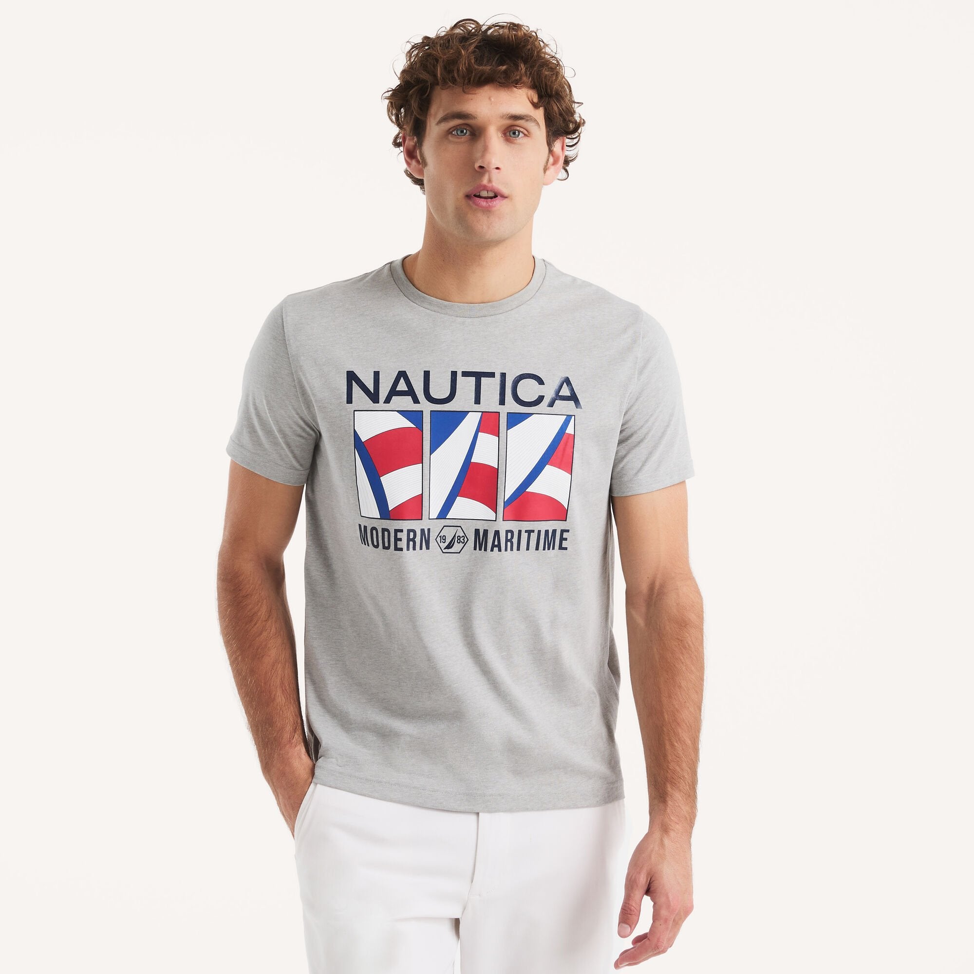 

Футболка мужская Nautica с современной морской графикой, цвет grey heather