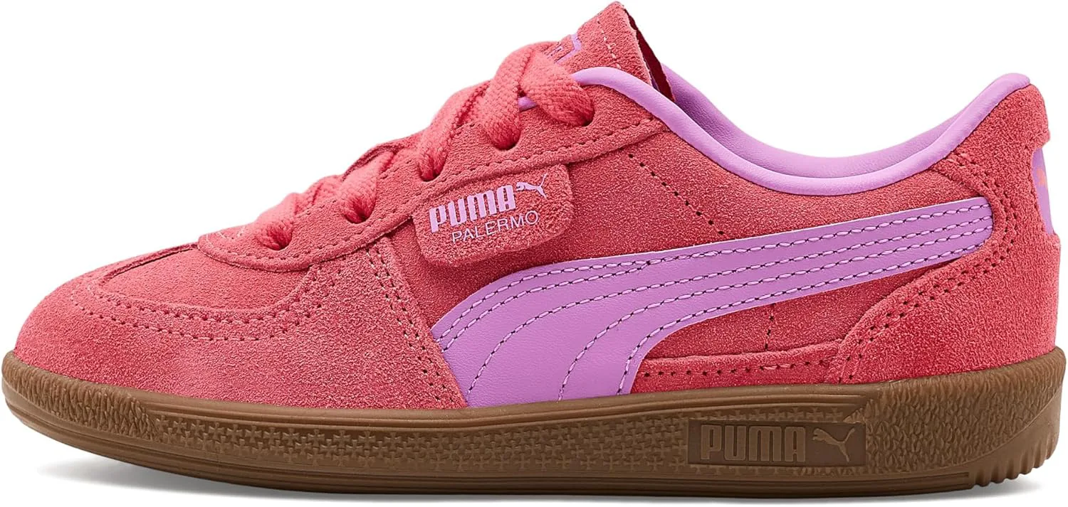 Детские кроссовки PUMA Palermo на шнуровке для мальчиков, повседневные - розовые, розовый/сиреневый — фото 4