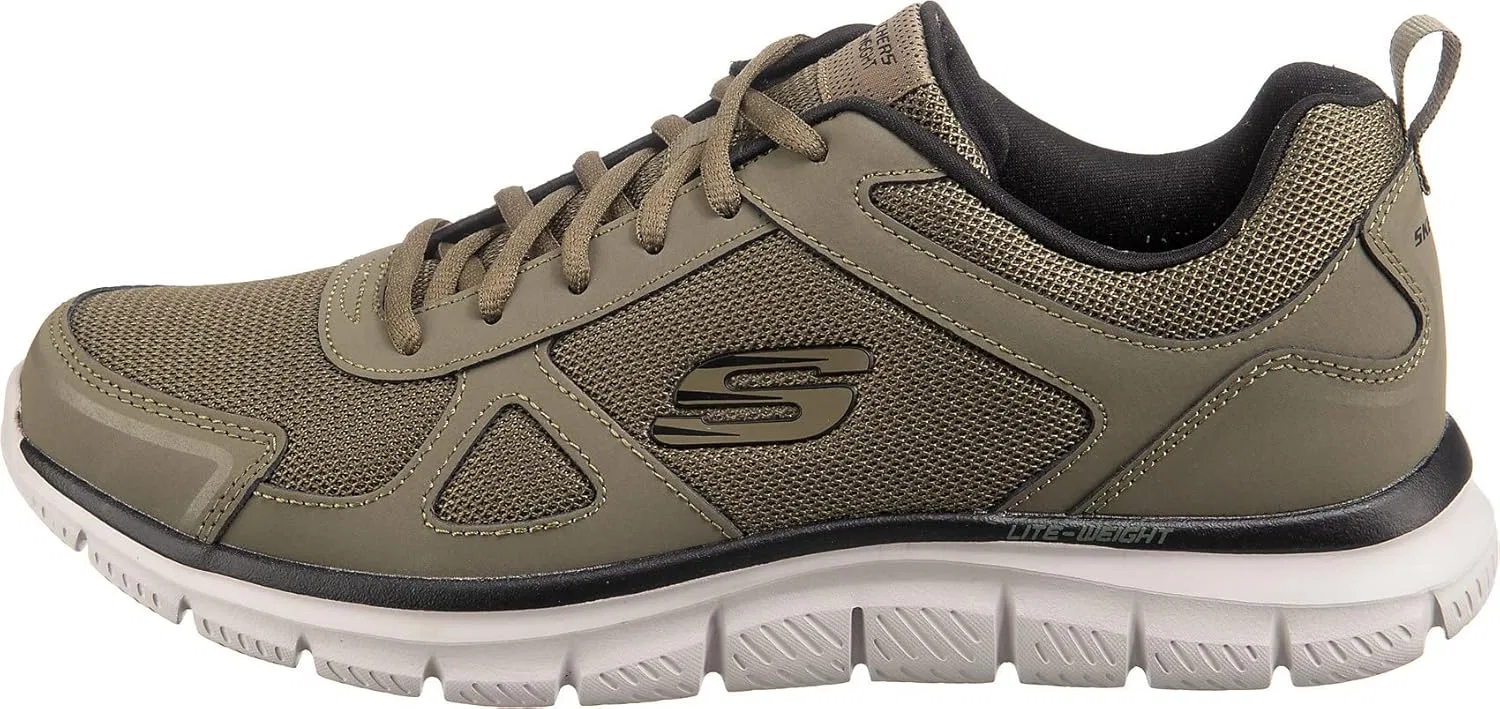 Мужские кроссовки Skechers Track-Scloric 52631-bbk, Olive Leather Mesh Pu Black Trim — фото 2