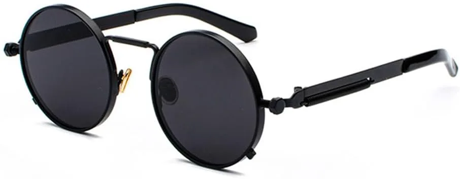 

Мужские солнцезащитные очки в стиле стимпанк с металлической оправой, ретро-винтаж, круглые, для женщин, черные, с защитой от УФ-излучения UV400 VFDHN, Full Black