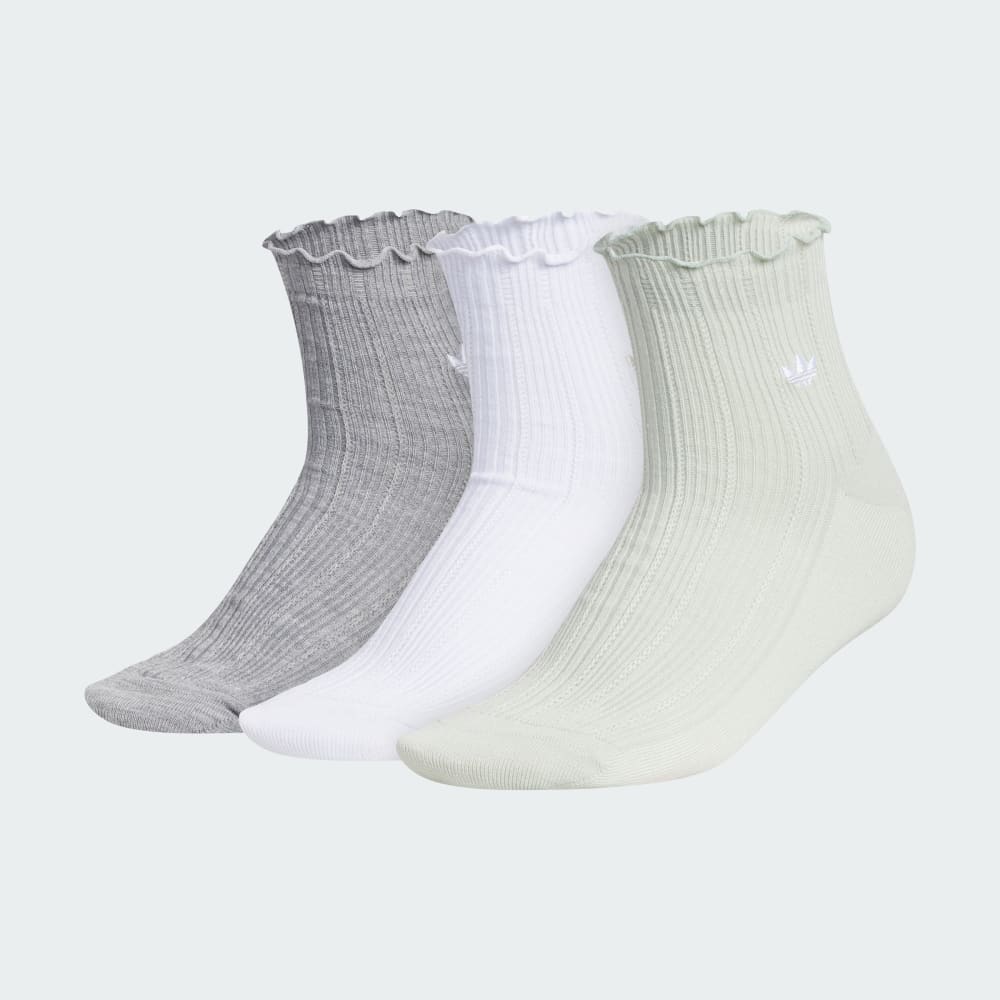 

Носки Adidas Unisex Originals Ruffle 3-Pack Quarter, цвет Medium Grey Heather/White/Linen Green