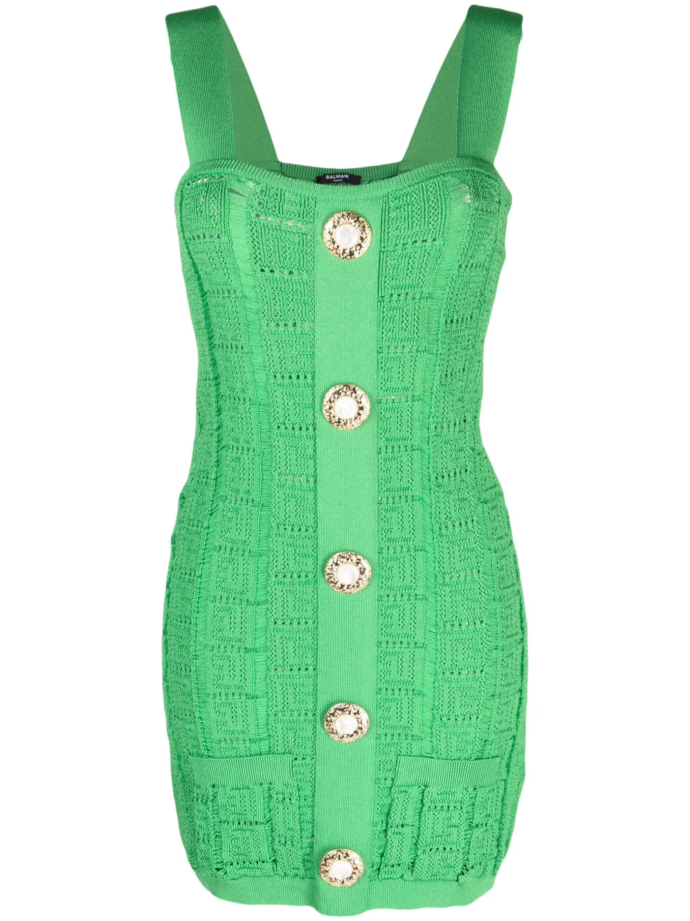 

Платье мини рыхлой вязки BALMAIN, зеленый