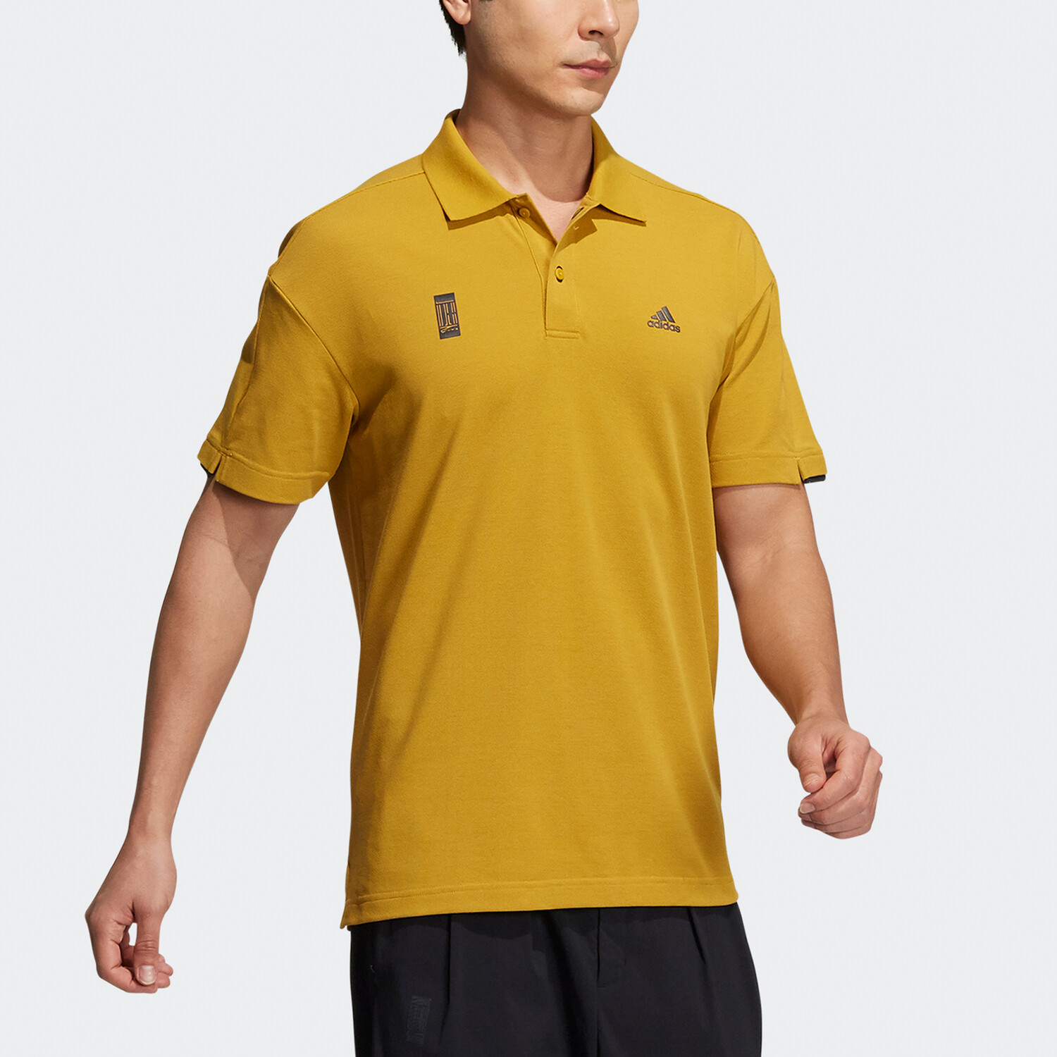 Рубашка поло мужская золотая Adidas, цвет Gold — фото 4