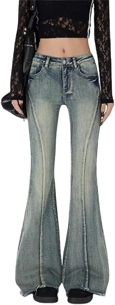 

Женские джинсы-клеш ретро с эффектом стройняшки