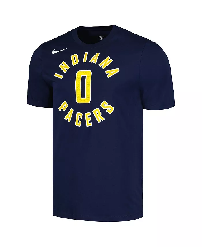 Мужская футболка Tyrese Haliburton Indiana Pacers Icon 2022/23 с именем и номером, цвет navy Nike — фото 3