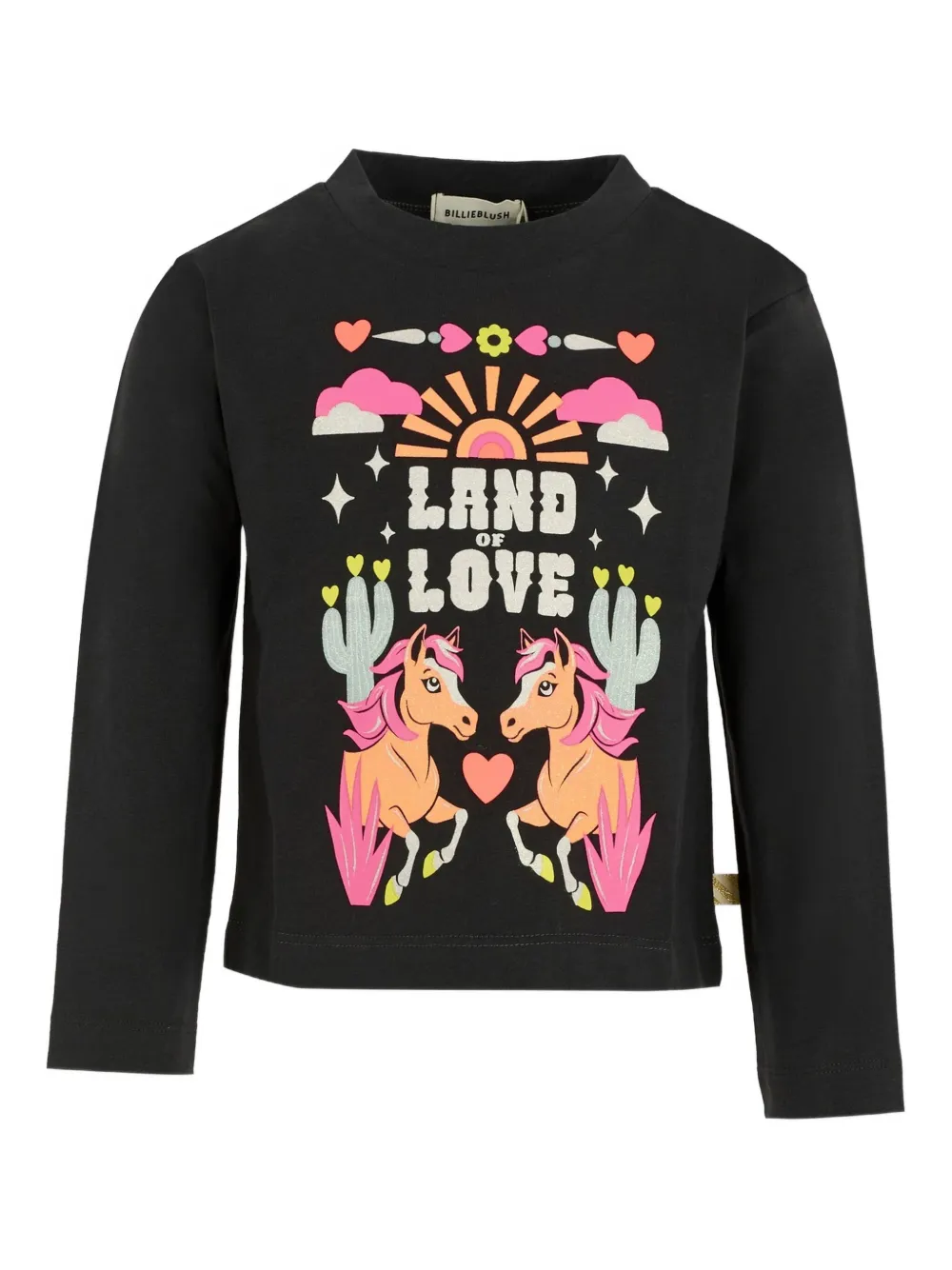 

Футболка с длинными рукавами и принтом "единорог-кактус" Billieblush, черный