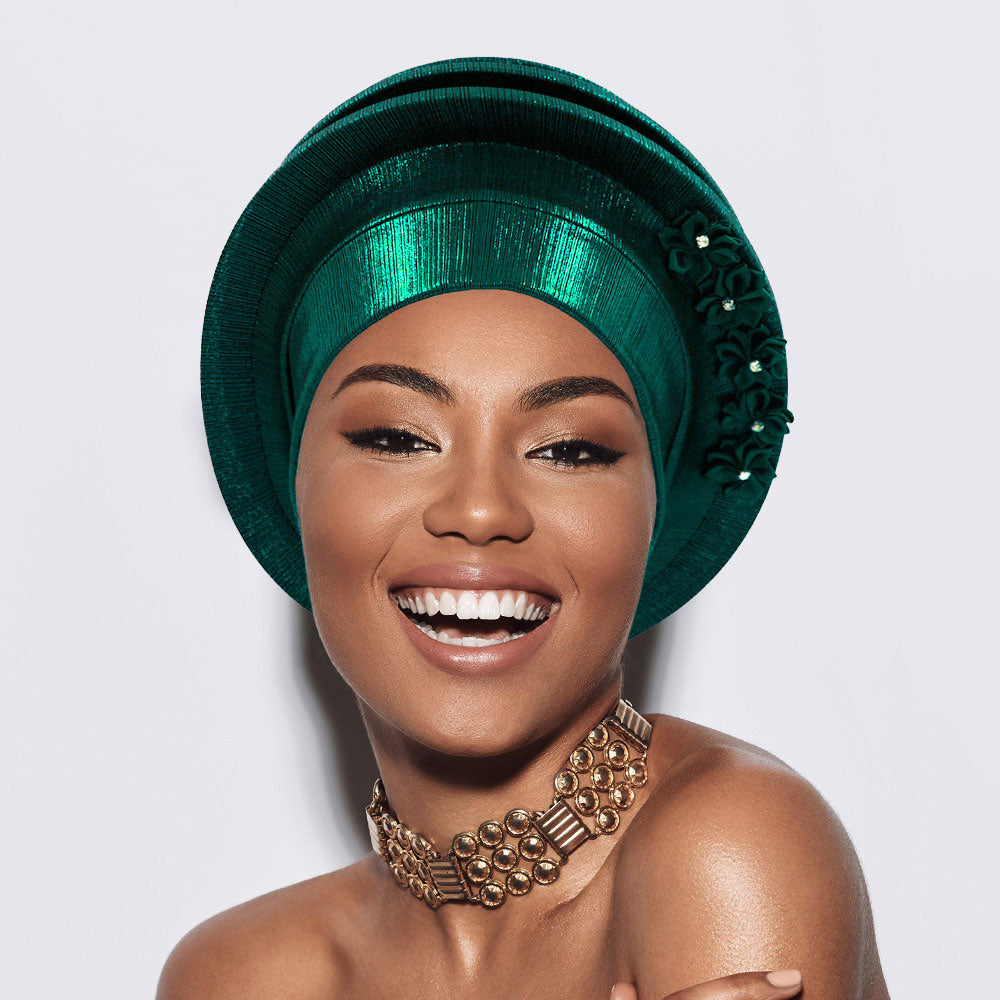 

Структурированный тюрбан для волос с цветочным акцентом FASHNZFAB, зеленый