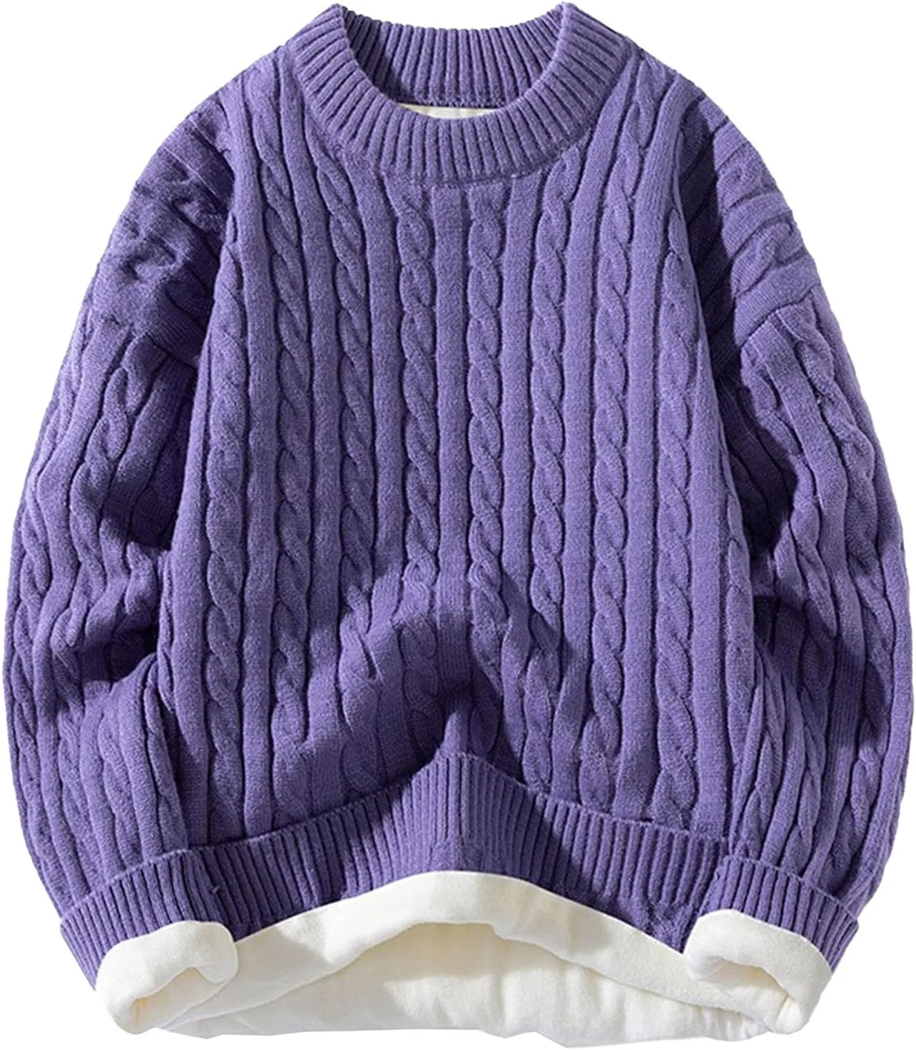 

Мужской свитер с косой вязкой и длинными рукавами