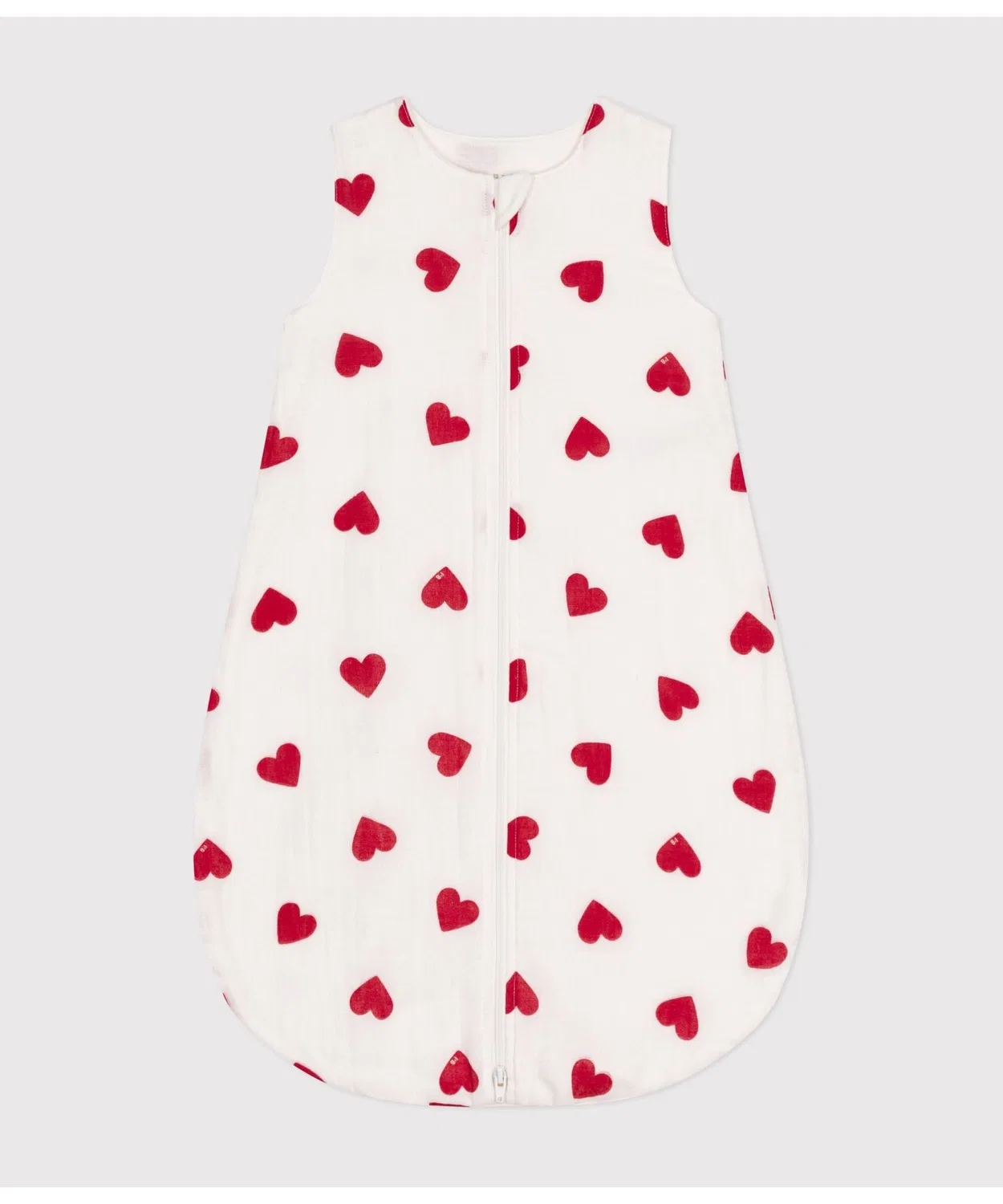 Слип-спальник двойной марли с принтом сердечек Petit Bateau белый с красным