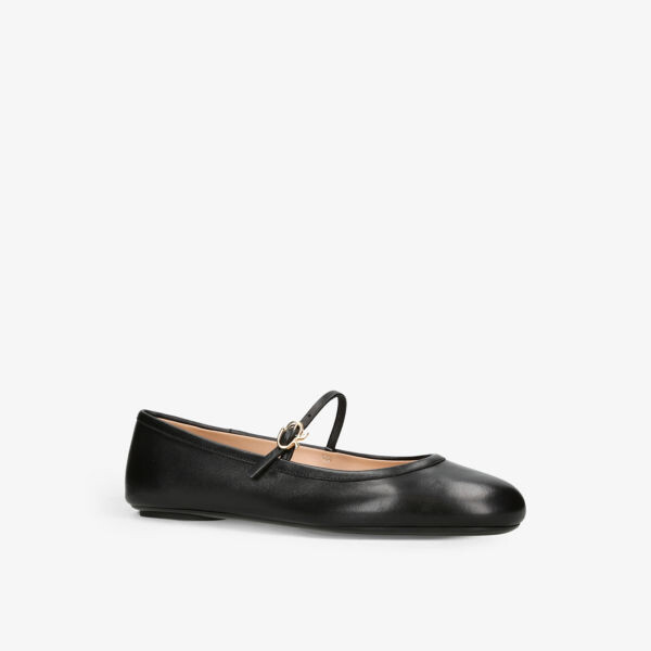 Кожаные балетки Carla с ленточной пряжкой Gianvito Rossi, черный — фото 3