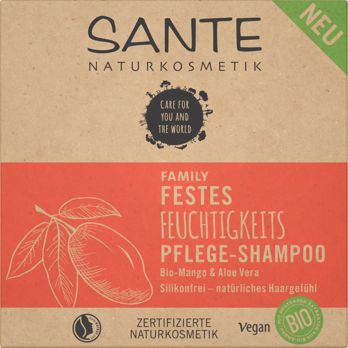 Твердый шампунь Moisture Organic Mango Алоэ Вера 60г SANTE NATURKOSMETIK — фото 2