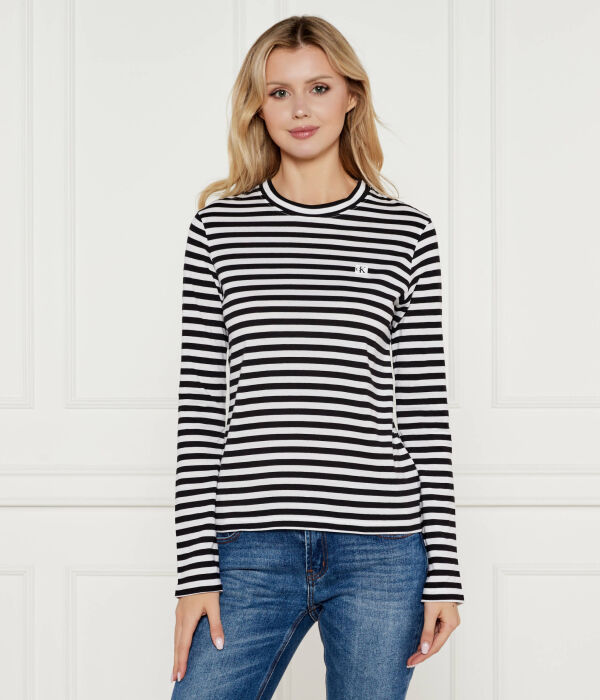

Лонгслив женский Calvin Klein Jeans в полоску, черно-белый