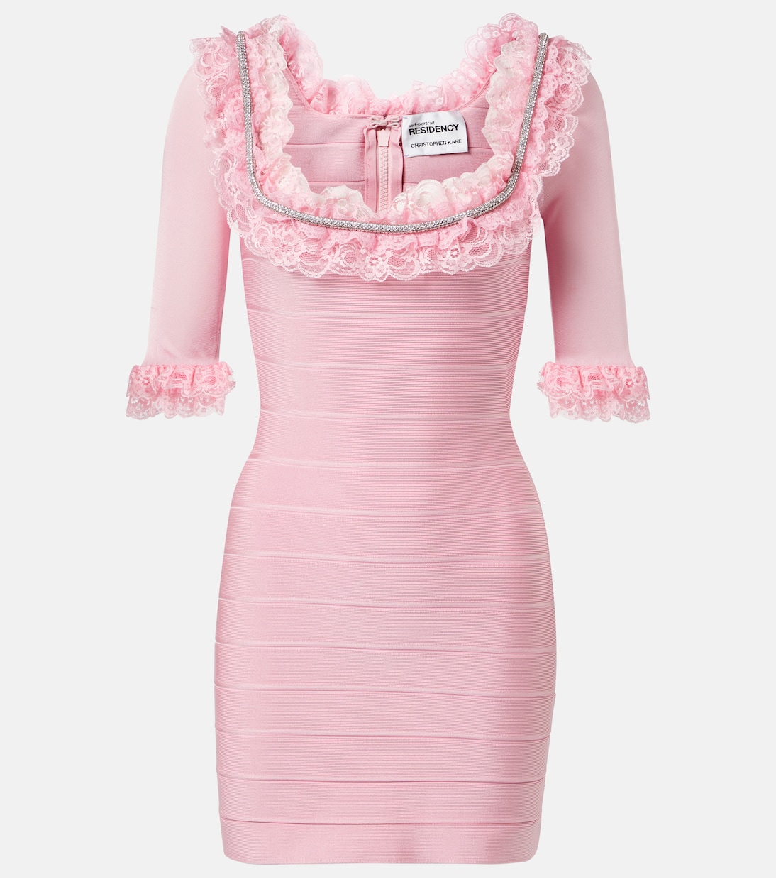 

Мини-платье с кружевной отделкой от Christopher Kane Self-Portrait, розовый