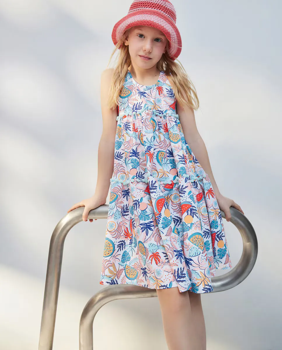 

Платье для девочки с тропическими листьями Kids El Corte Inglés, мультиколор