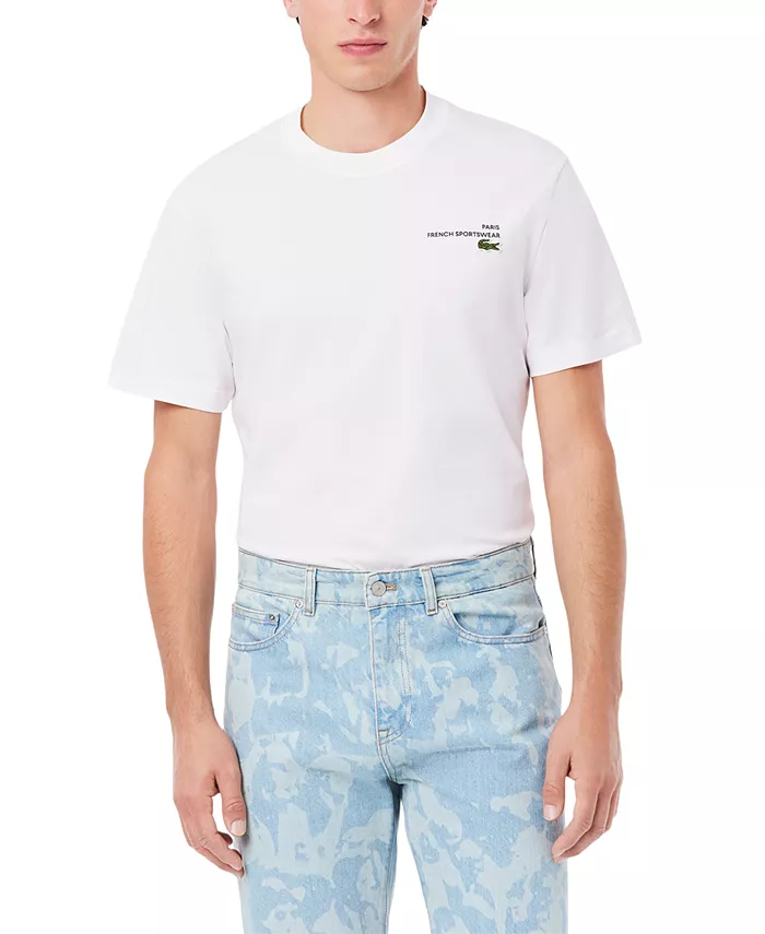 

Мужская футболка с коротким рукавом и принтом для тенниса Lacoste, белый
