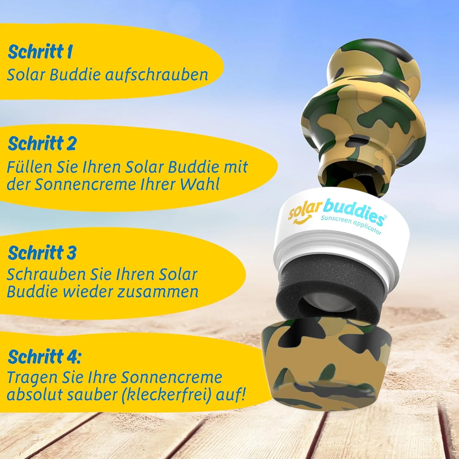 Многоразовый аппликатор-ролик для солнцезащитного крема «Camo Single» от Solar Buddies Solar Buddies, Camo Single — фото 4