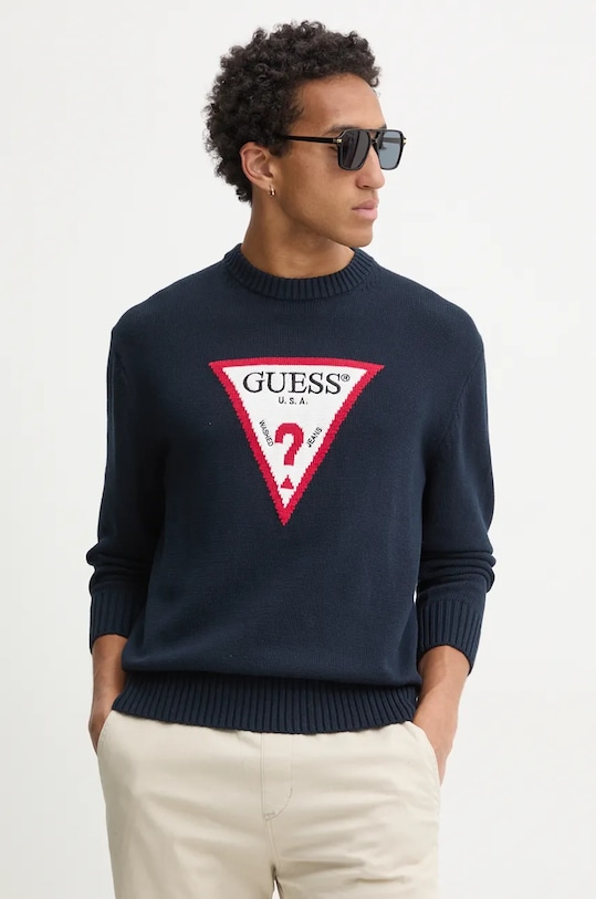 

Хлопковый свитер Guess Jeans, темно-синий