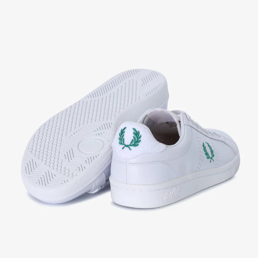 Мужские низкие кеды B721 Leather Toweling белые с зелёным от Fred Perry — фото 4