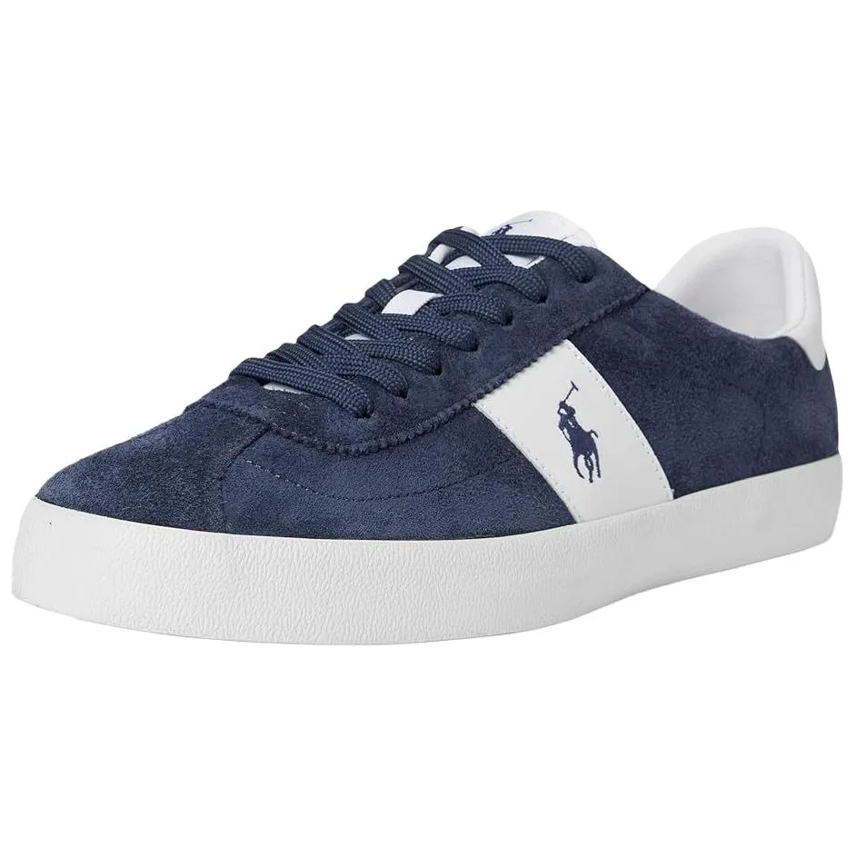 Кеды из кожи и замши низкие Polo Ralph Lauren синие — фото 4