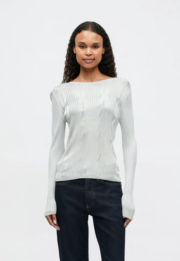 Блестящий свитер с круглым вырезом Calvin Klein, Quiet Gray