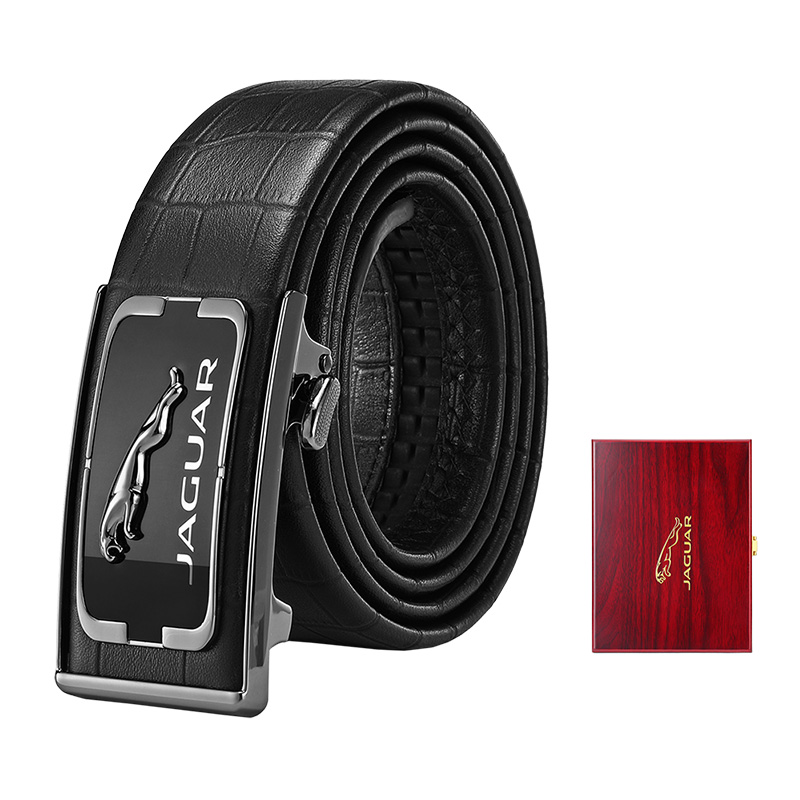 

JAGUAR Мужской ремень из натуральной кожи черный, Black Wooden Box