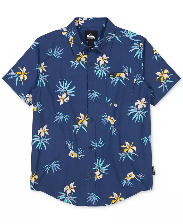 

Классическая хлопковая рубашка с коротким рукавом Big Boys Apero Quiksilver, синий