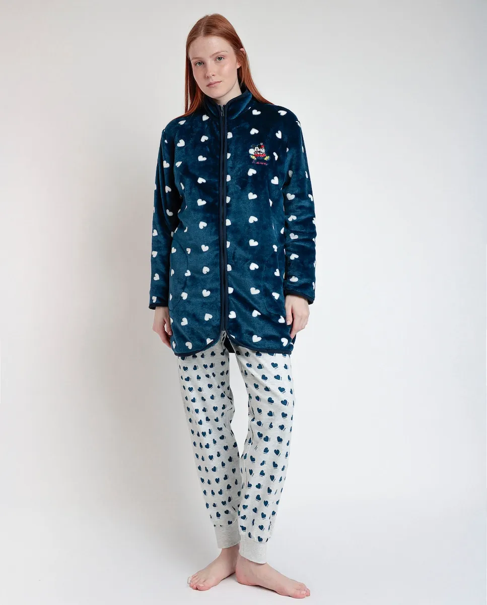 

Женский длинный халат из теплой ткани темно-синего цвета Disney