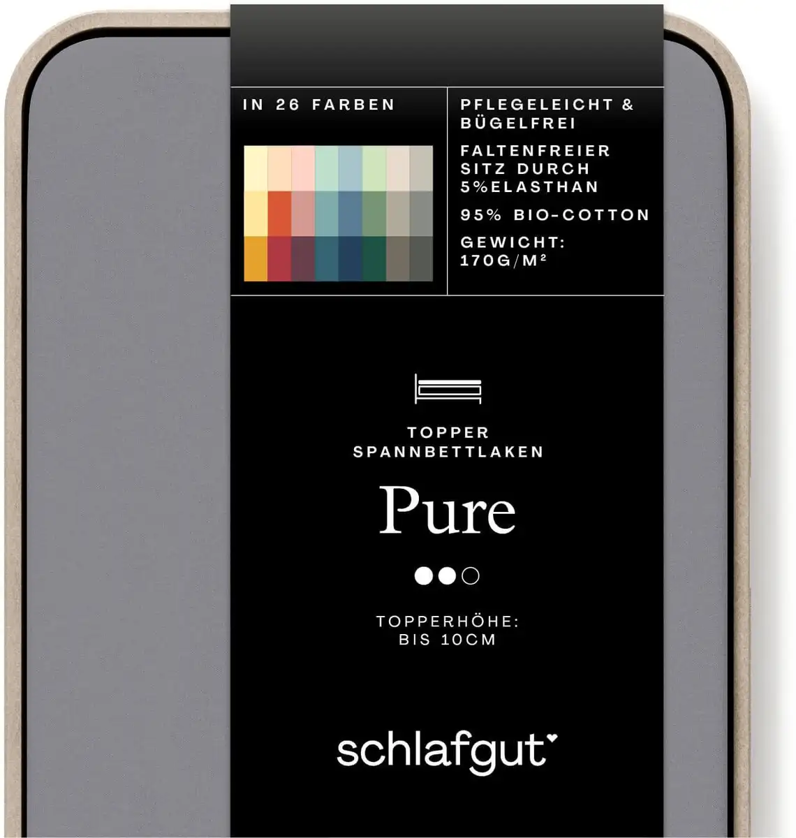 

Простыня Schlafgut "PURE TOPPER" хлопковая 180-200х200-220 см, 1 шт., серый