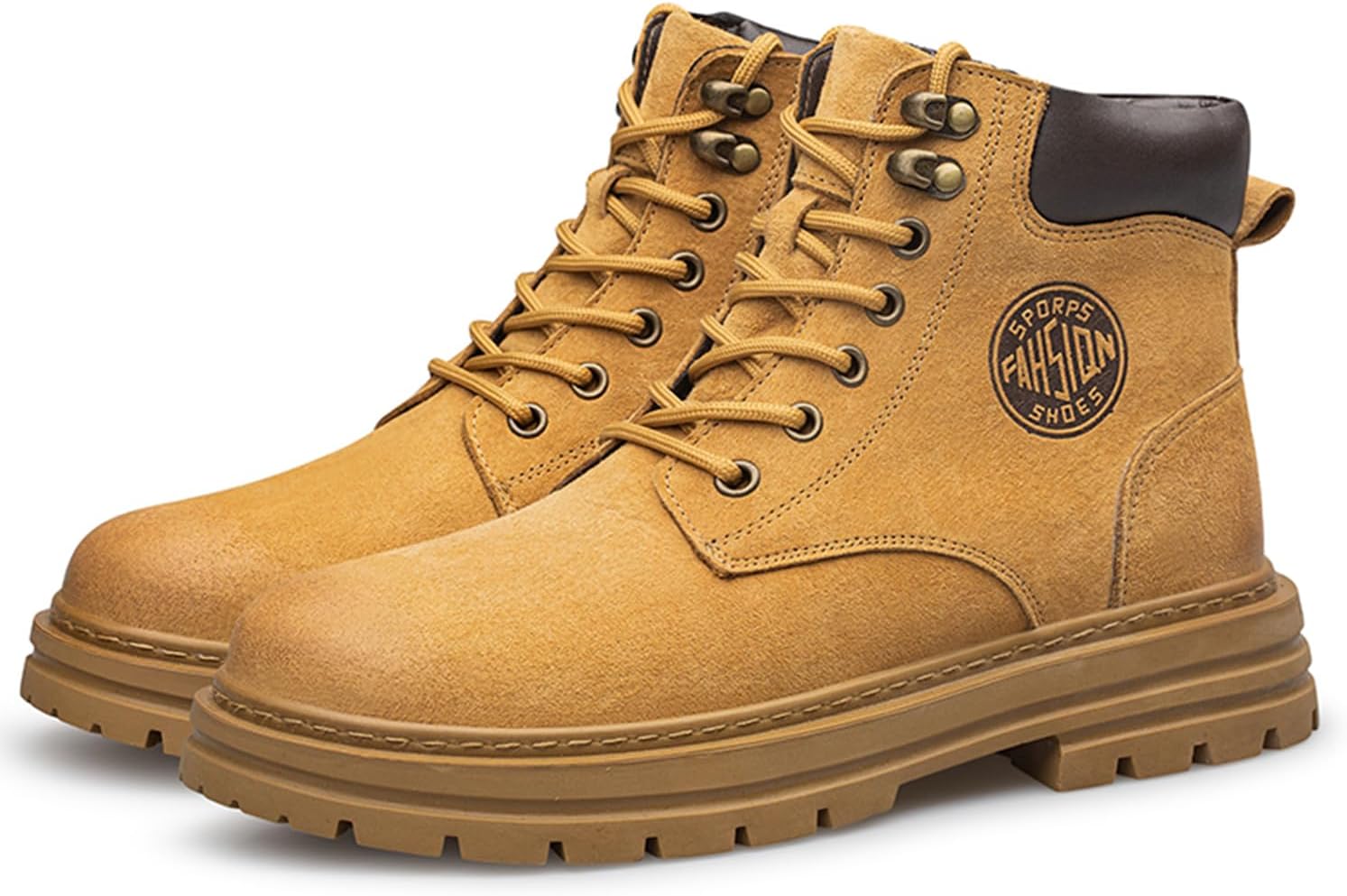 

Мужские ботинки с защищенным носком Dacnakby, пшеница, нубук. Удобные водонепроницаемые ботинки на шнуровке с платформой для строительства, прочной подошвой, в стиле боевых, противоскользящие, легкие защитные ботинки, желтый